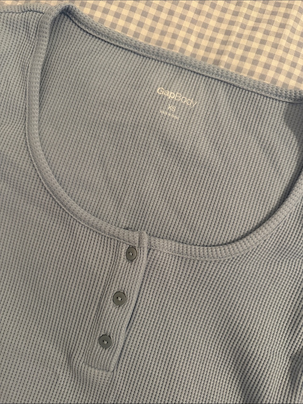 GAP Body Light Blue Waffle Knit Henley Long-Sleeve | XS - Picture 2 of 2